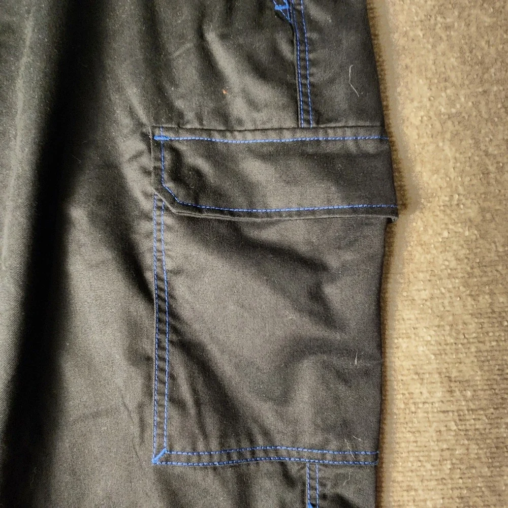 True Religion Cargo Pants‎ Mens Black Blue Contrast Stitch Utility Workwear